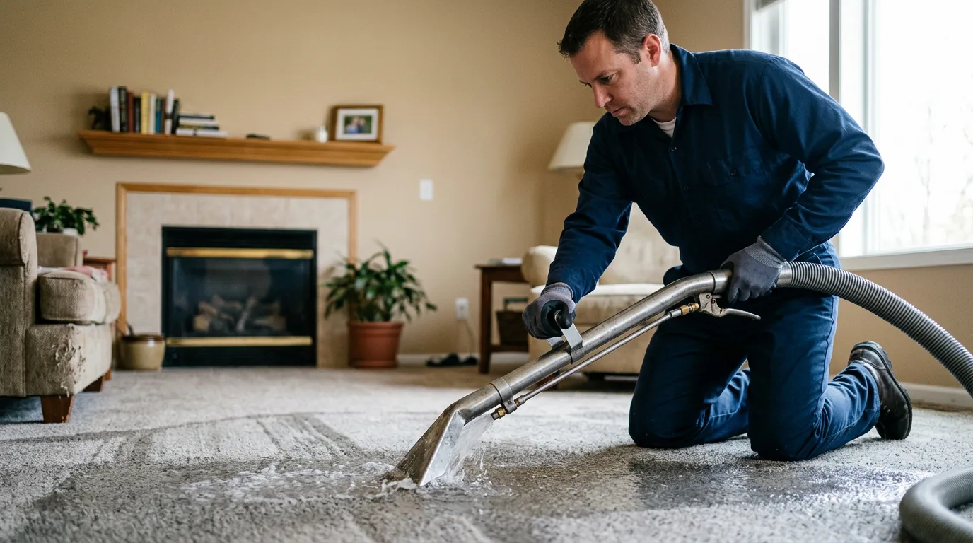 Water damage restoration technician working near Bluff Springs, IL